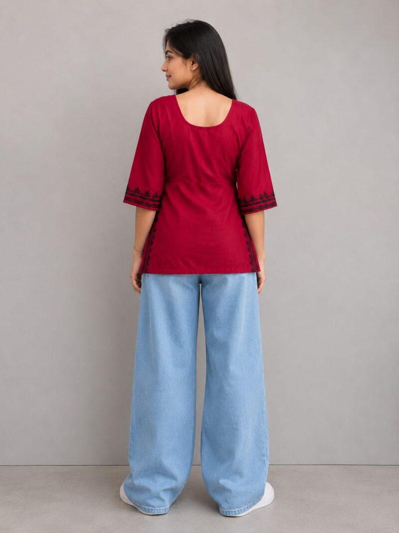 Red Embroidered Kurti for Women